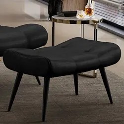 Puff Decorativo Para Sala de Estar Pés Palito Lord Facto Dunas Preto -