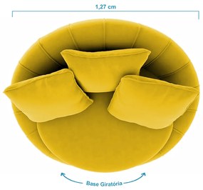Poltrona Decorativa Redonda Giratória Glória Veludo Mostarda - Sheep Estofados - Veludo Mostarda