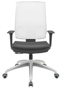 Cadeira Office Brizza Tela Branca Assento Vinil Preto RelaxPlax Base Aluminio 120cm - 63841 Sun House