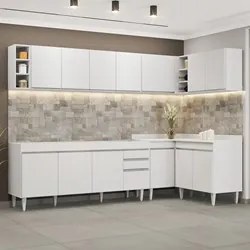 Armário de Cozinha Modulado de Canto 7 Peças CP34 Balcão sem Tampo Bra