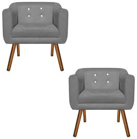 KIT 02 POLTRONAS JULIA SUEDE COM STRASS - Grafite
