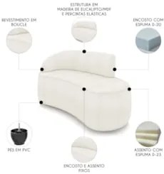 Sofá 2 Lugares 140cm Wendi e Poltrona Steve Boucle Off White I01  - Mp