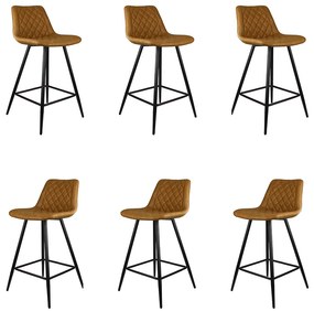 Kit 6 Banquetas Decorativas Magé PU Matelassê c/Apoio para os Pés Base em Aço Marrom G56 - Gran Belo