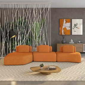 Sofá 3 Lugares Orgânico com Chaise e 2 Módulos Berlim Bouclê Caramelo K01 - D'Rossi