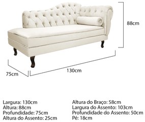 Kit Diva Recamier Diana 130cm Lado Esquerdo e 02 Poltronas Classic Corano - ADJ Decor
