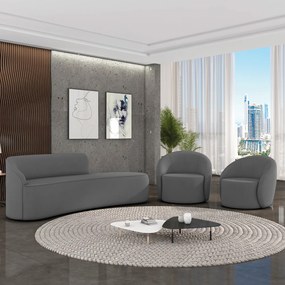 Sofá 4 Lugares Orgânico 220cm Morgan e 2 Poltronas Lua Suede Grafite D03 - D'Rossi