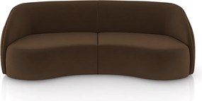 Sofá Decorativo Sala de Estar Bipartido 288cm Clarke Veludo Marrom G45 - Gran Belo