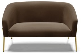 Sofá 2 Lugares Namoradeira Pé de Ferro Dourado Stella Suede D03 - D'Rossi - Marrom