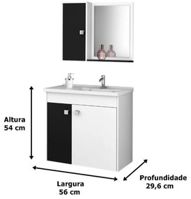 Conjunto Para Banheiro Munique Branco Com Preto – Bechara Móveis