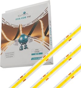Fita De Led Cob 9W Por Metro 24V Irc90 5 Metros - LED BRANCO QUENTE (2700K)