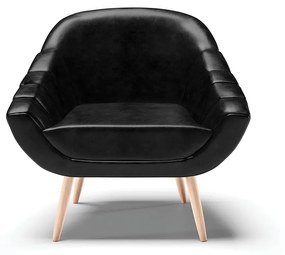 Poltrona Giovana Corano Pés Palito Natural - Indo Decorar - Preto