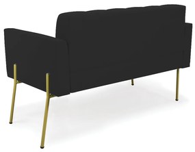 Sofá Namoradeira 2 Lugares Pé de Ferro Dourado Elisa Veludo D03 - D'Rossi - Preto