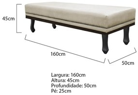 Calçadeira Solteiro Orlando P02 90 cm para cama Box Linho - ADJ Decor