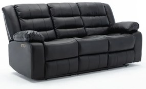 Sofá Reclinável Elétrica Sala de Cinema Hollywood 3 Lugares com Massagem Aquecimento Entrada USB/USB-C PU Preto G94 - Gran Belo
