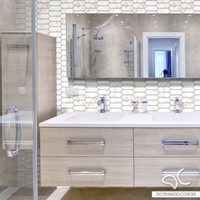 Papel de Parede Pastilha Mosaico Six Mármore Color