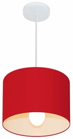 Lustre Pendente Cilíndrico Md-4113 Cúpula em Tecido 30x25cm Bordo - Bivolt