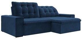 Sofá Retrátil 214 cm Sala de Estar Gabi Suede Azul Marinho G52 - Gran Belo