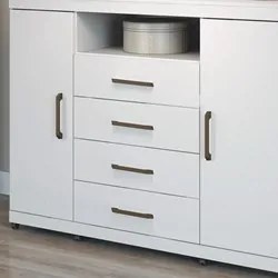 Cômoda Com Rodízios 2 Portas 4 Gavetas Master Branco - Santos Andirá