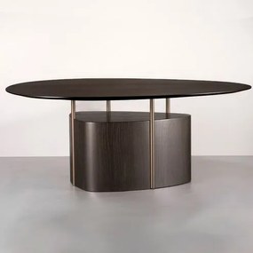 Mesa Jantar Oslo Tampo Bronze Haste Champagne 150cm - 78137 Sun House