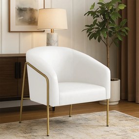 Poltrona Sala Industrial Alta Dourado Stella Sintético PU D03 - D'Rossi - Branco