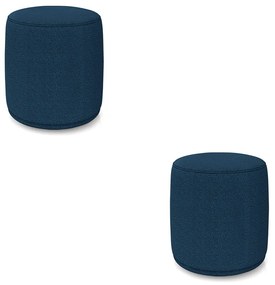 Puff Redondo Orgânico para Sala kit 2 Malu Bouclê M11 - D'Rossi - Azul