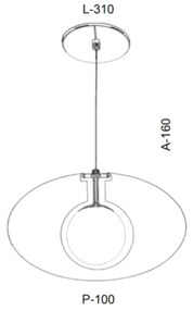 Pendente Globo Corte Laiser 31X10X16Cm Metal E Globo Ø10Cm 01Xg9 |Old... (PRETO, FOSCO (BRANCO))