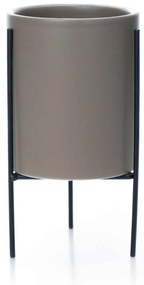 Cachepot Cinza com Suporte em Metal G 15X8 cm - D'Rossi