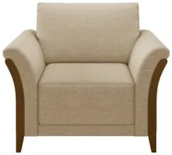 Poltrona Decorativa Sala de Estar 102cm Pés Madeira Roya Z32 Linho Beg