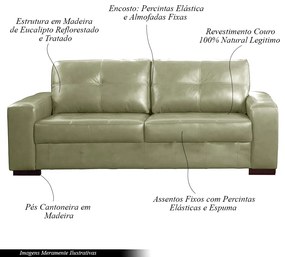 Sofá Decorativo 2 Lugares Turim 200cm Couro Fendi G58 - Gran Belo