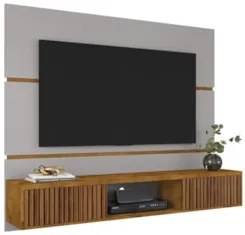 Painel TV 65 Pol Bancada Suspensa 160cm Âmbar Off/Naturalle - Bechara