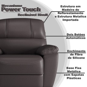 Poltrona do Papai Reclinável Elétrica Armênia Power Touch Couro Cappuccino G40 - Gran Belo