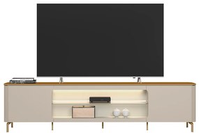Rack Bancada Switch MDP/MDF TV até 85 Polegadas LED Prateleiras Tauari/Off White G77 - Gran Belo