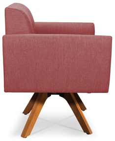 Poltrona Giratória Elisa Linho Whisky Rosê A106 Base Madeira MM30 - D'Rossi