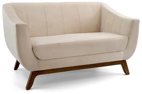 Sofá 2 Lugares Odeon D07 140cm Base Madeira Veludo Creme - D'Rossi