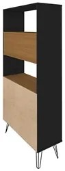 Estante Livreiro Decorativa 2 Portas Industrial Lit A06 Freijó/Preto -