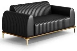 Sofá 150cm 2 Lugares Base Gold Molino D06 PU B-159 Preto - Mpozenato