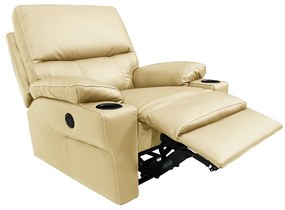 Poltrona do Papai Sala de Cinema Reclinável Mia Power Elétrico Base Fixa Couro Creme G40 - Gran Belo