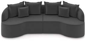 Sofá Living Decorativo Salinas 4 Lugares com Almofadas 270cm Modulado Veludo Grafite G33- Gran Belo