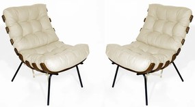Kit 2 Poltrona Decorativa Costela Suede Bege