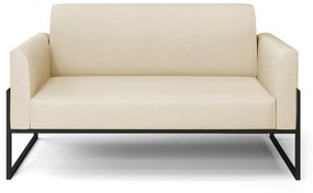 Sofá Namoradeira Base Industrial Alta Preto Marisa Linho Bege A19