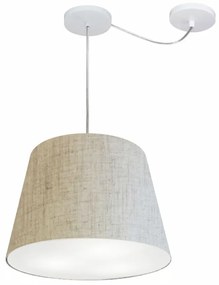 Lustre Pendente Cone Com Desvio Md-4280 Cúpula 30/30x40cm Rustico Bege - Bivolt