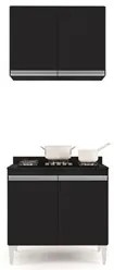 Armário Aéreo Califórnia e Balcão Para Cooktop Flórida Preto - Lumil M