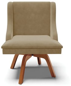 Kit 06 Cadeiras de Jantar Liz Suede Marrom Rato Base Madeira MM35 - D'Rossi