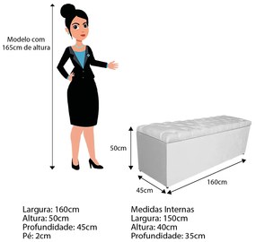 Calçadeira Estofada Liverpool 160 cm Queen Size Suede Branco - ADJ Decor