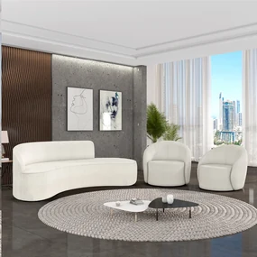 Sofá Lugares Orgânico 220cm Morgan e Poltronas Lua Bouclê D03