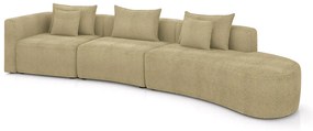 Sofá Curvo Decorativo Kimiko 427Cm 6 Lugares Sala de Estar com Chaise Bouclê Bege G52 - Gran Belo
