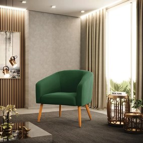Poltrona Decorativa Pé Palito Castanho kit 2 Stella Veludo D03 - D'Rossi - Verde Esmeralda