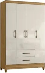 Guarda Roupa Solteiro 111cm 4 Portas Évora Z17 Freijó/Off - Mpozenato