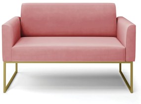 Sofá Namoradeira Base Industrial Dourado Marisa Suede D03 - D'Rossi - Rose