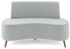 Sofá Living Decorativo 2 Lugares 1,35M Katara Cinza Claro Veludo G33 - Gran Belo